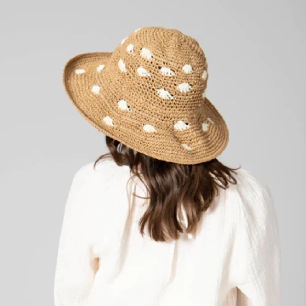 NWT Anthropologie Crochet Polk-A-Dot Bucket Hat